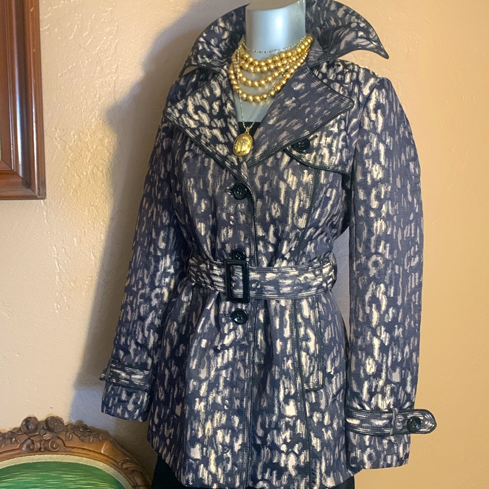 Vintage CACHE Animal Print Trench Coat. Sz S - Picture 5 of 5